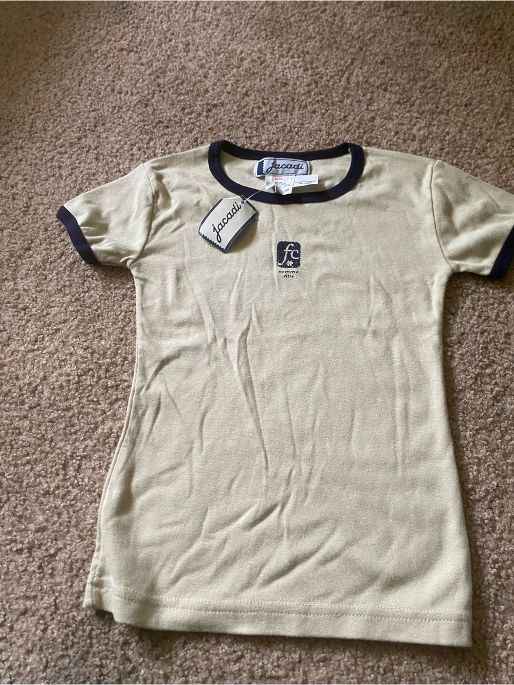 Jacadi off white Ringer Tee for Kids size 8 years nwt